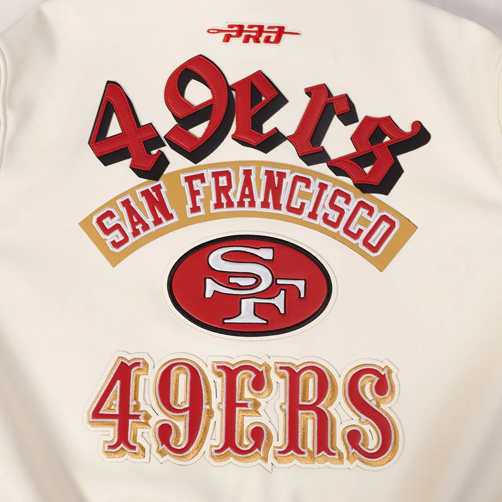 San Francisco 49ERS Best of Men’s White Leather Varsity Jacket - Image 6