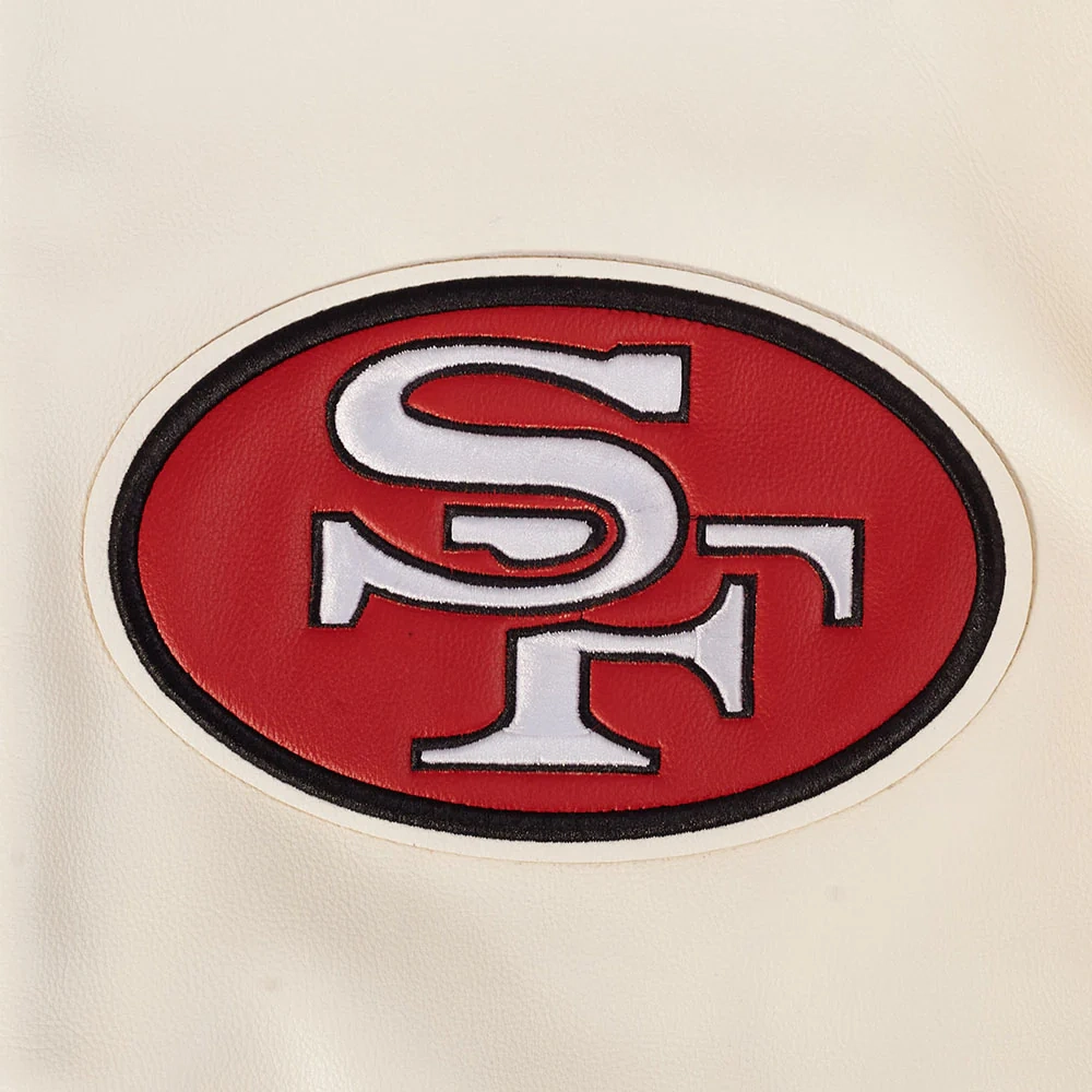 San Francisco 49ERS Best of Men’s White Leather Varsity Jacket - Image 5