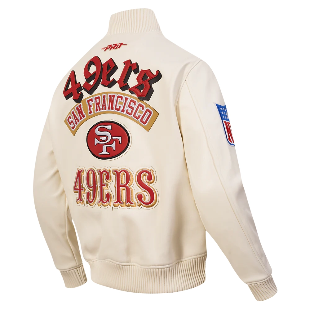 San Francisco 49ERS Best of Men’s White Leather Varsity Jacket - Image 4