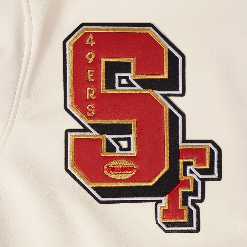 San Francisco 49ERS Best of Men’s White Leather Varsity Jacket - Image 11