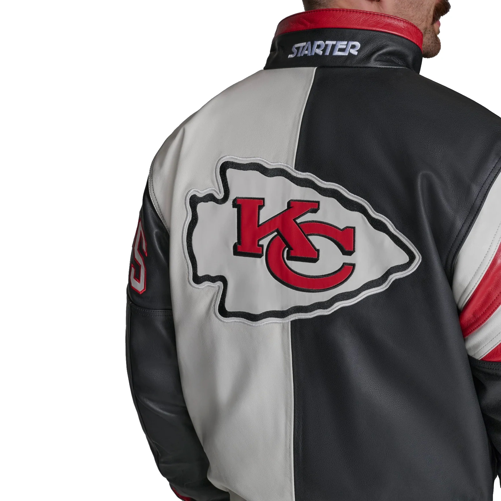 Men's Kansas City Chiefs Midfield Black Leather Jacket - Image 3