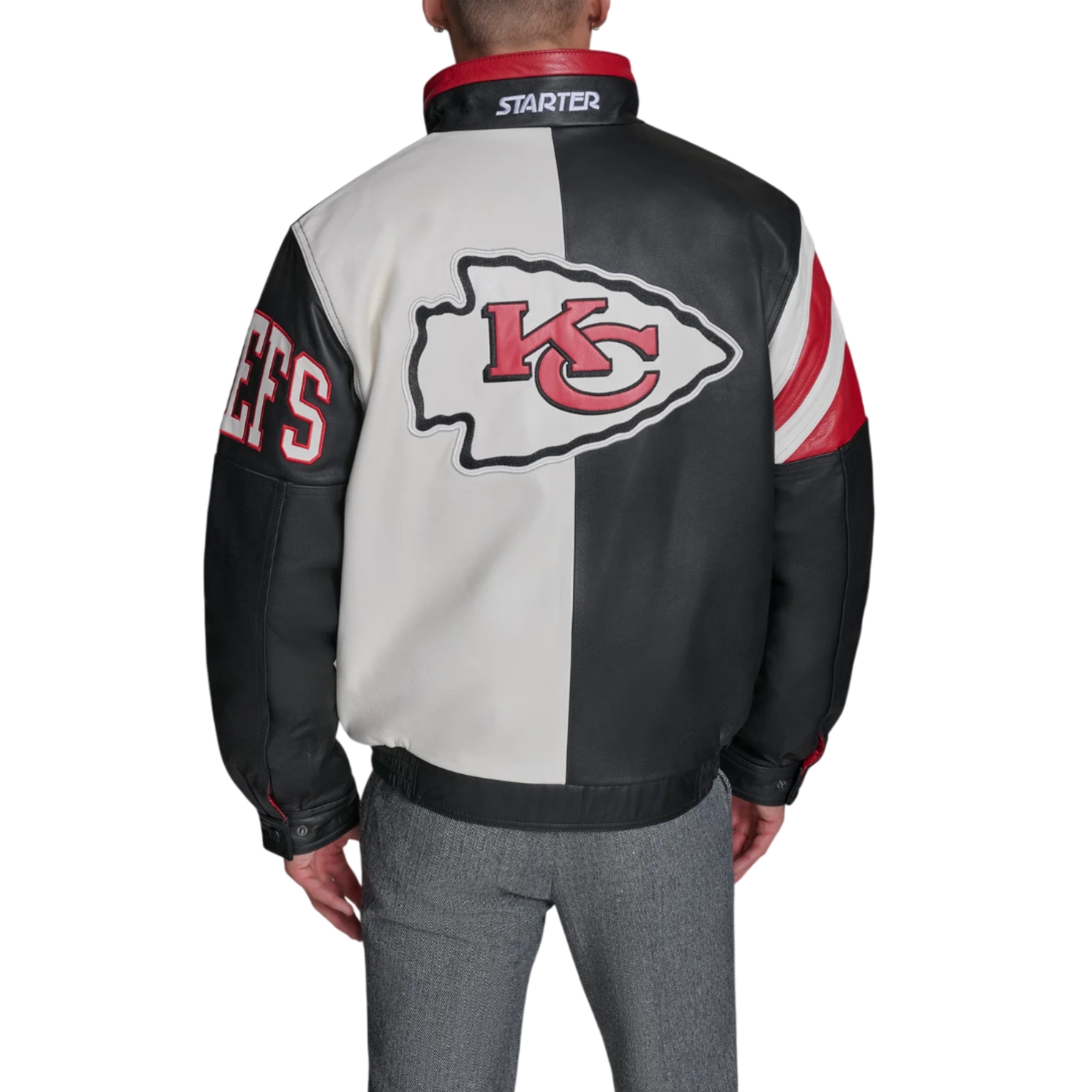 Men's Kansas City Chiefs Midfield Black Leather Jacket - Image 2