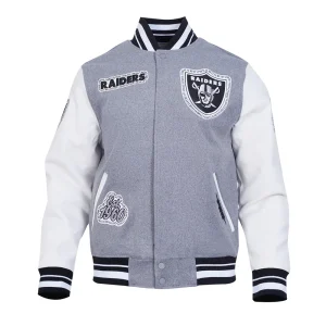 Las Vegas Raiders Diy Pick Stitch Grey Varsity Jacket