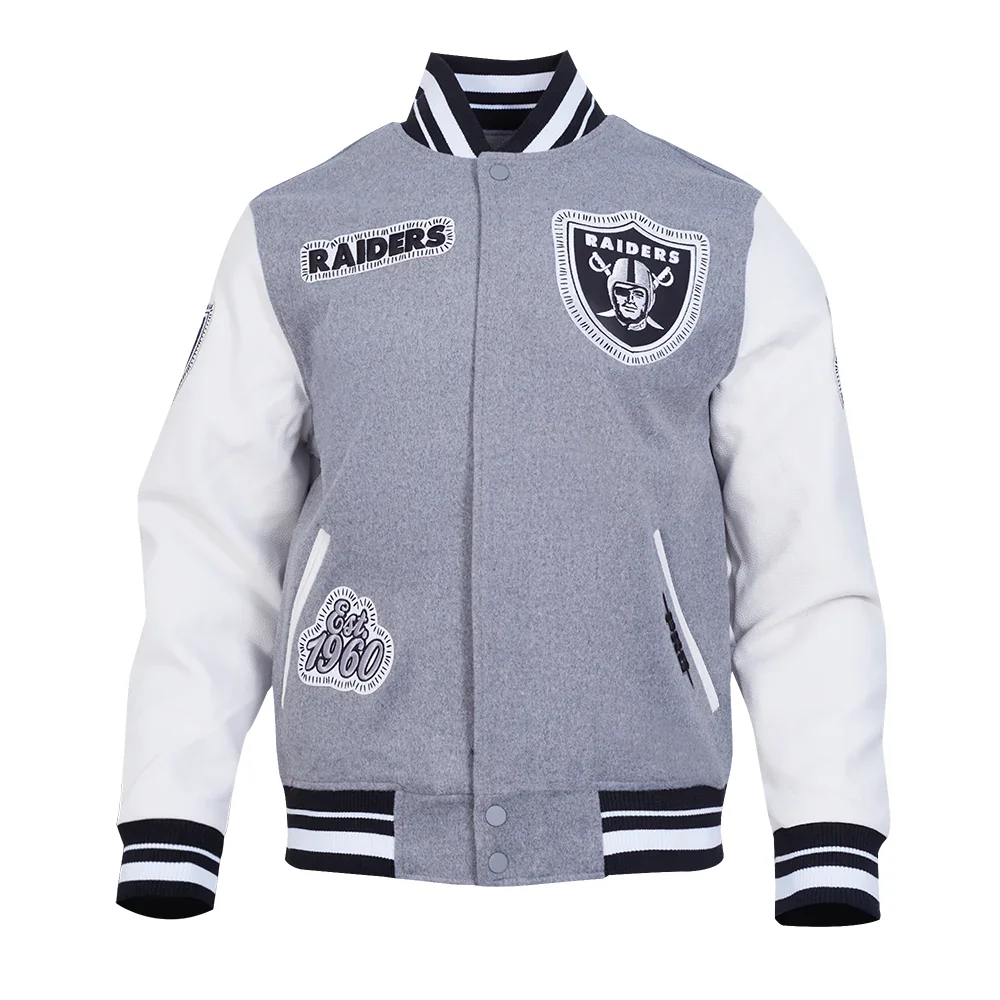 Las Vegas Raiders Diy Pick Stitch Grey Varsity Jacket