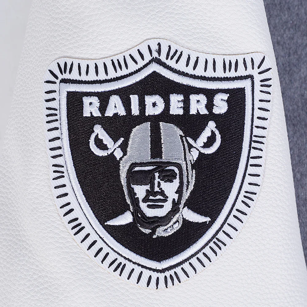 Las Vegas Raiders Diy Pick Stitch Grey Varsity Jacket - Image 9