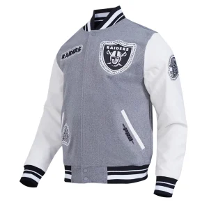 Alternative view of Las Vegas Raiders Diy Pick Stitch Grey Varsity Jacket