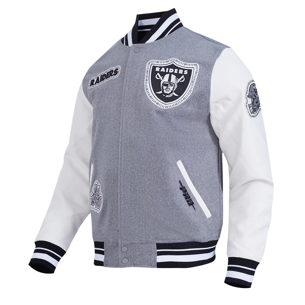 Las Vegas Raiders Diy Pick Stitch Grey Varsity Jacket - Image 2