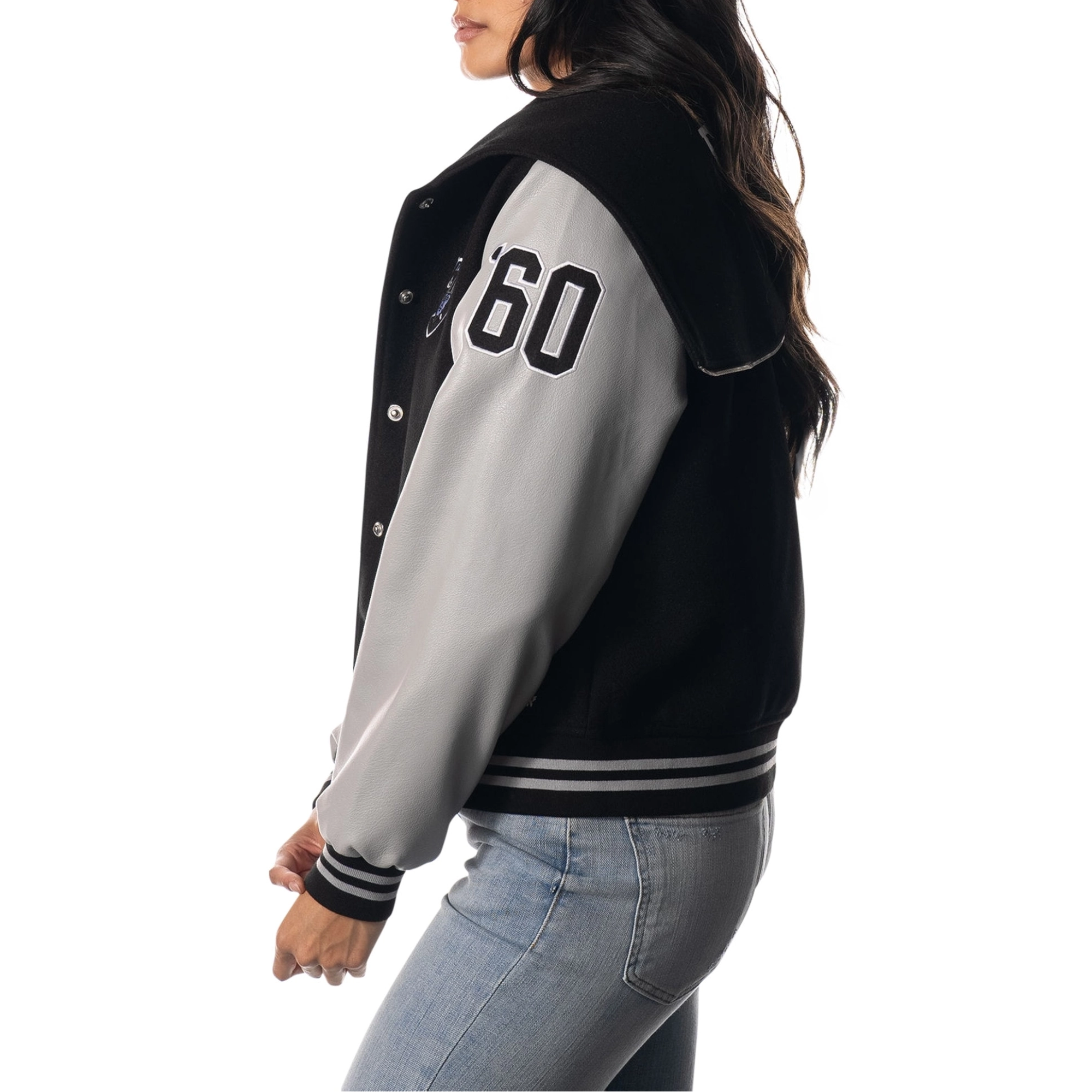Las Vegas Raiders Women’s Sailor Hooded Varsity Jacket - Image 3
