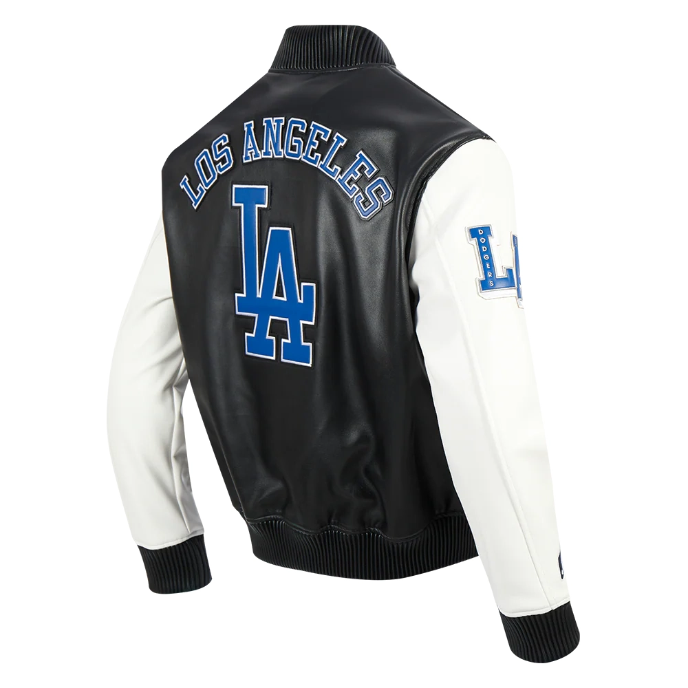 Los Angeles Dodgers City Signature Black Leather Varsity Jacket - Image 3