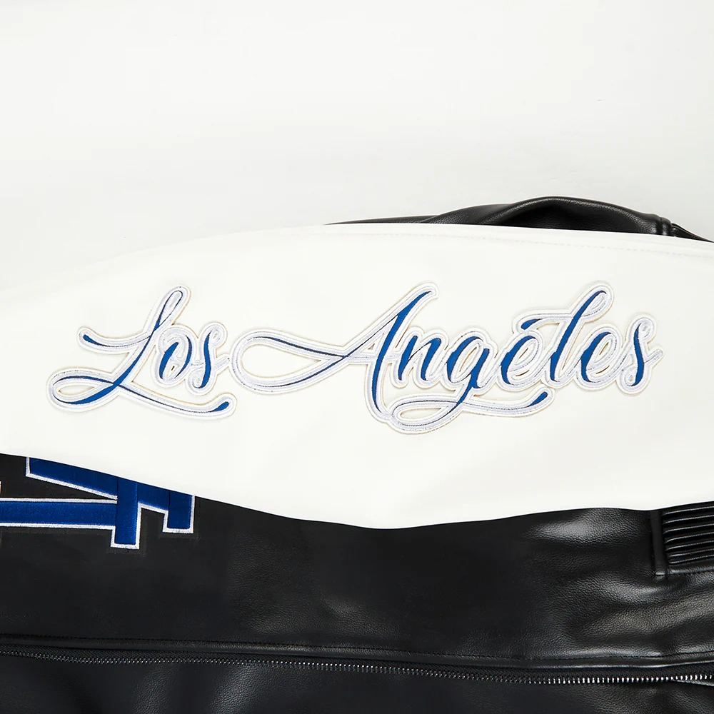 Los Angeles Dodgers City Signature Black Leather Varsity Jacket - Image 6