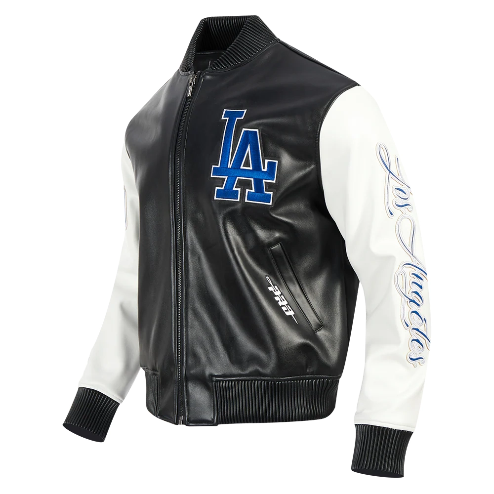 Los Angeles Dodgers City Signature Black Leather Varsity Jacket - Image 2