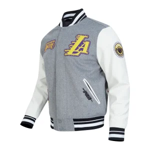 Alternative view of Los Angeles Lakers Diy Pick Stitch Grey Varsity Jacket