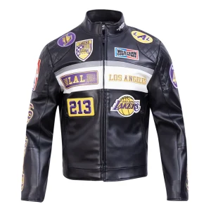 Los Angeles Lakers Men’s Moto Black Leather Jacket