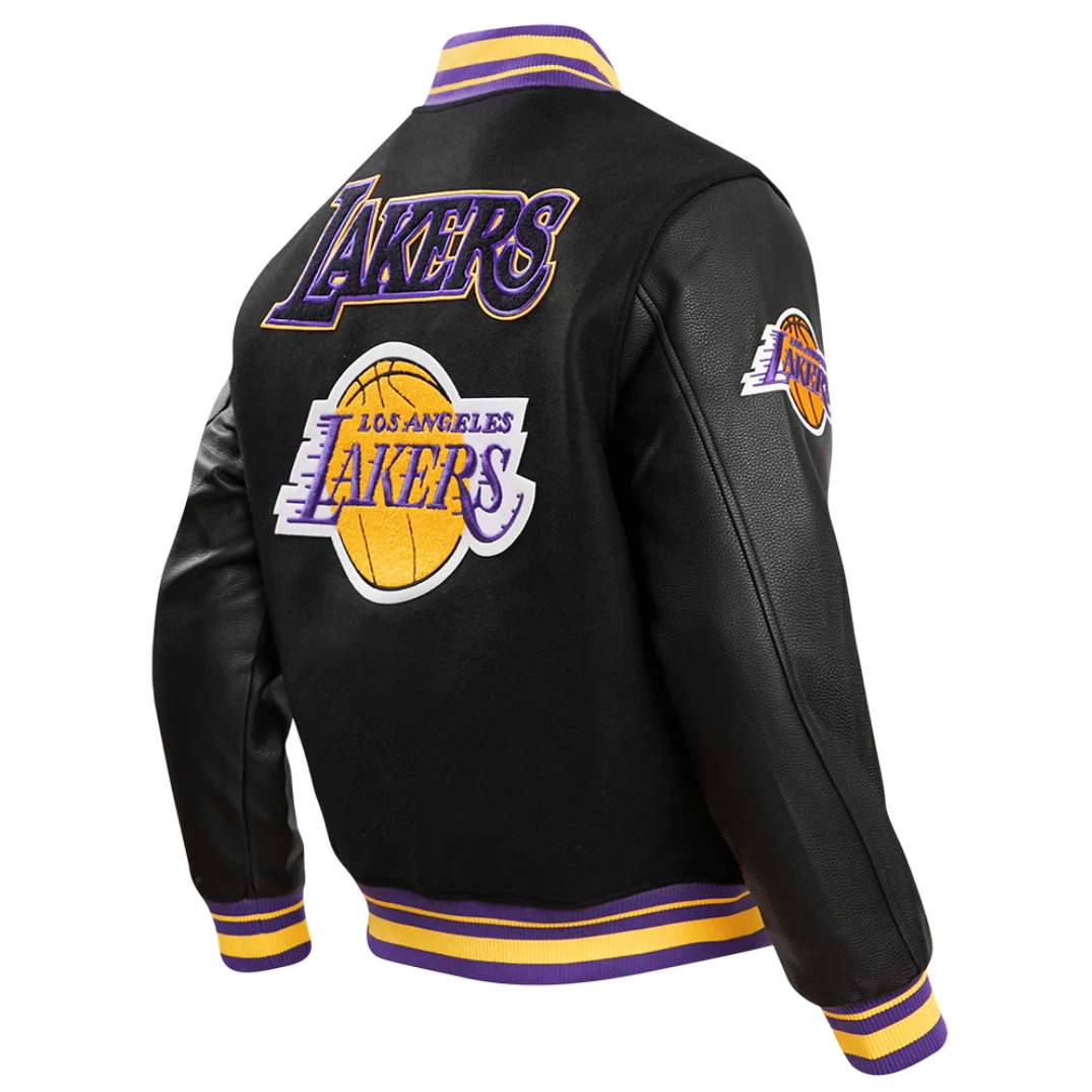 Los Angeles Lakers Retro Classic Wool & Leather Varsity Jacket - Image 7