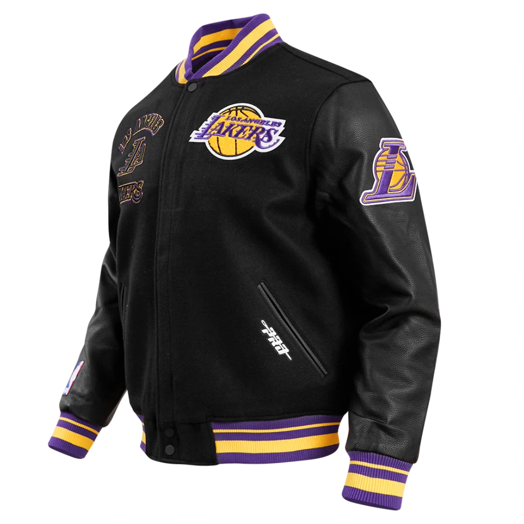 Los Angeles Lakers Retro Classic Wool & Leather Varsity Jacket - Image 6