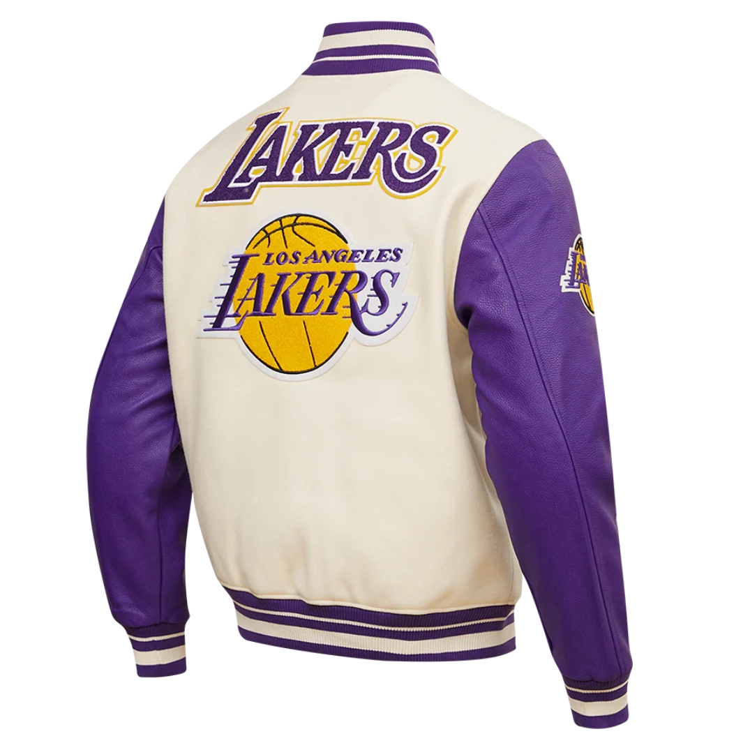 Los Angeles Lakers Retro Classic Wool & Leather Varsity Jacket - Image 4