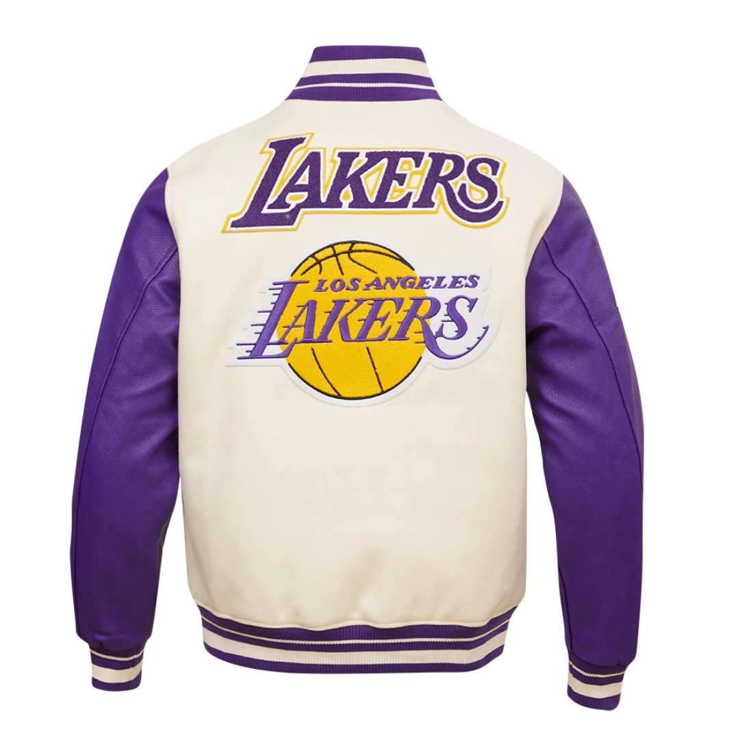 Los Angeles Lakers Retro Classic Wool & Leather Varsity Jacket - Image 5