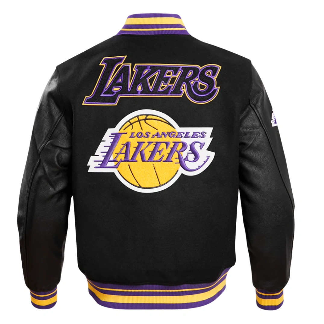 Los Angeles Lakers Retro Classic Wool & Leather Varsity Jacket - Image 8