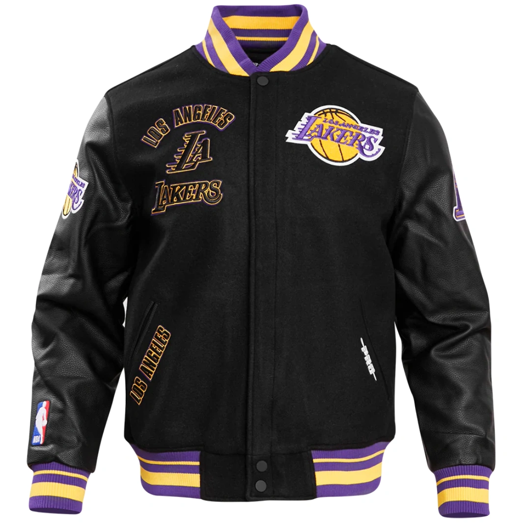 Los Angeles Lakers Retro Classic Wool & Leather Varsity Jacket - Image 2