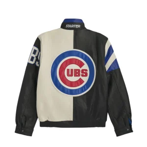 Alternative view of Men's Chicago Cubs Midfield Black Leather Jacket