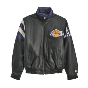 Men's Los Angeles Lakers Midfield Black Leather Jacket