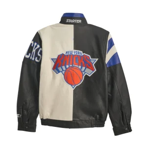 Alternative view of Men's New York Knicks Midfield Black Leather Jacket