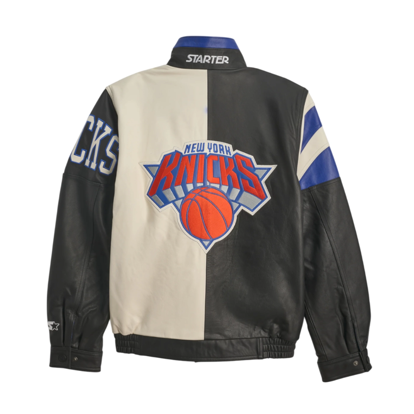 Men's New York Knicks Midfield Black Leather Jacket - Image 2