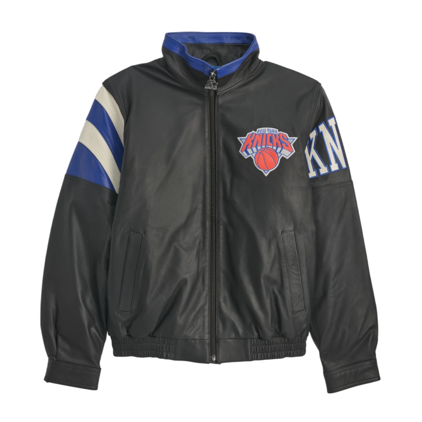 Men's New York Knicks Midfield Black Leather Jacket