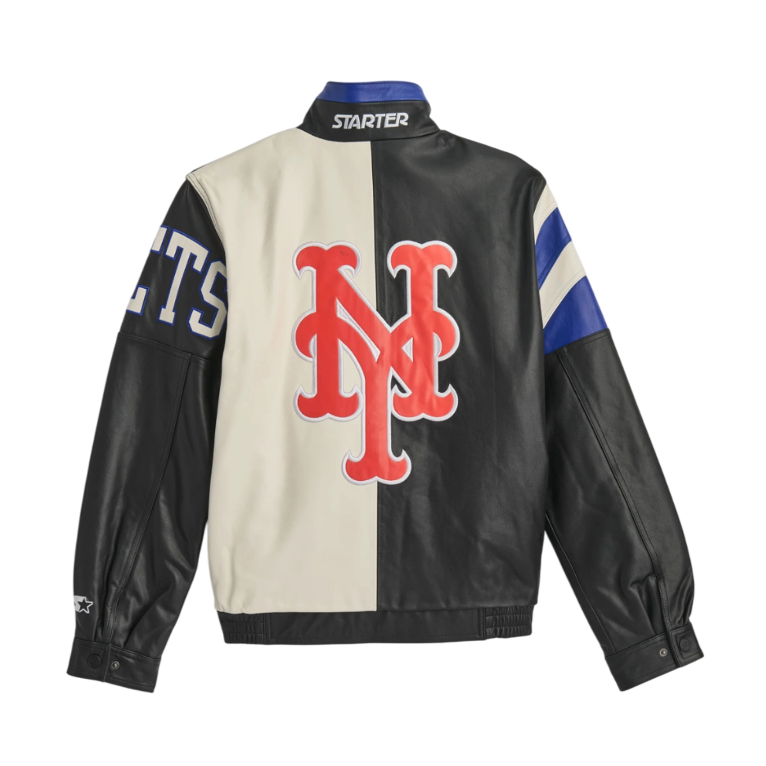 Men's New York Mets Midfield Black Leather Jacket - Image 2