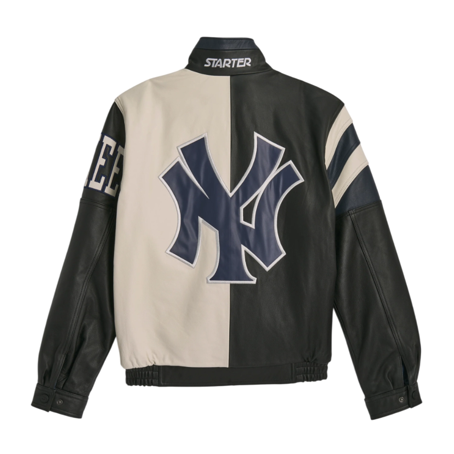 Men's New York Yankees Midfield Black Leather Jacket - Image 2