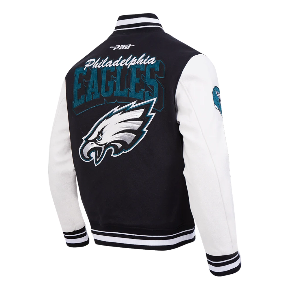 Philadelphia Eagles Team Badge Wool & Leather Jacket - Image 3