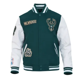 Milwaukee Bucks Diy Pick Stitch Green Varsity Jacket