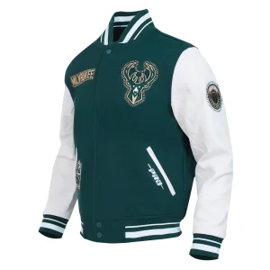 Alternative view of Milwaukee Bucks Diy Pick Stitch Green Varsity Jacket