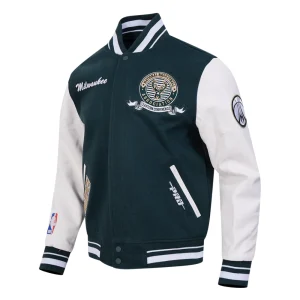 Alternative view of Milwaukee Bucks Team Badge Wool & Leather Jacket