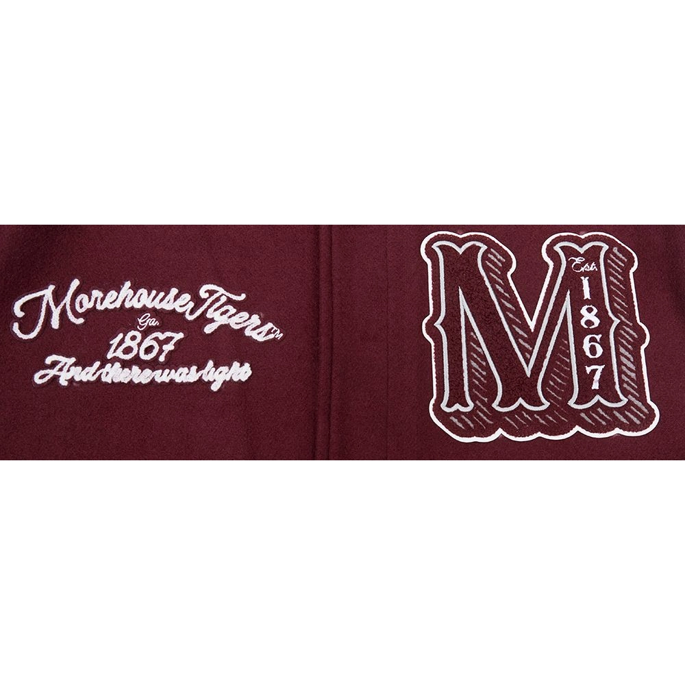 Morehouse Maroon Tigers Diy Pick Stitch Maroon Varsity Jacket - Image 7