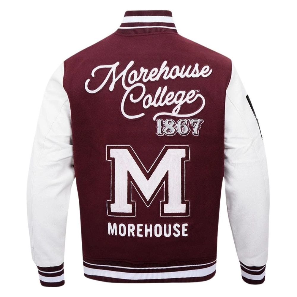 Morehouse Maroon Tigers Diy Pick Stitch Maroon Varsity Jacket - Image 4