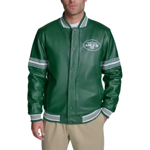 Men's New York Jets Midfield Green Leather Jacket