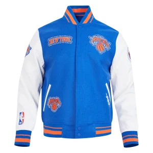 New York Knicks Diy Pick Stitch Blue Varsity Jacket