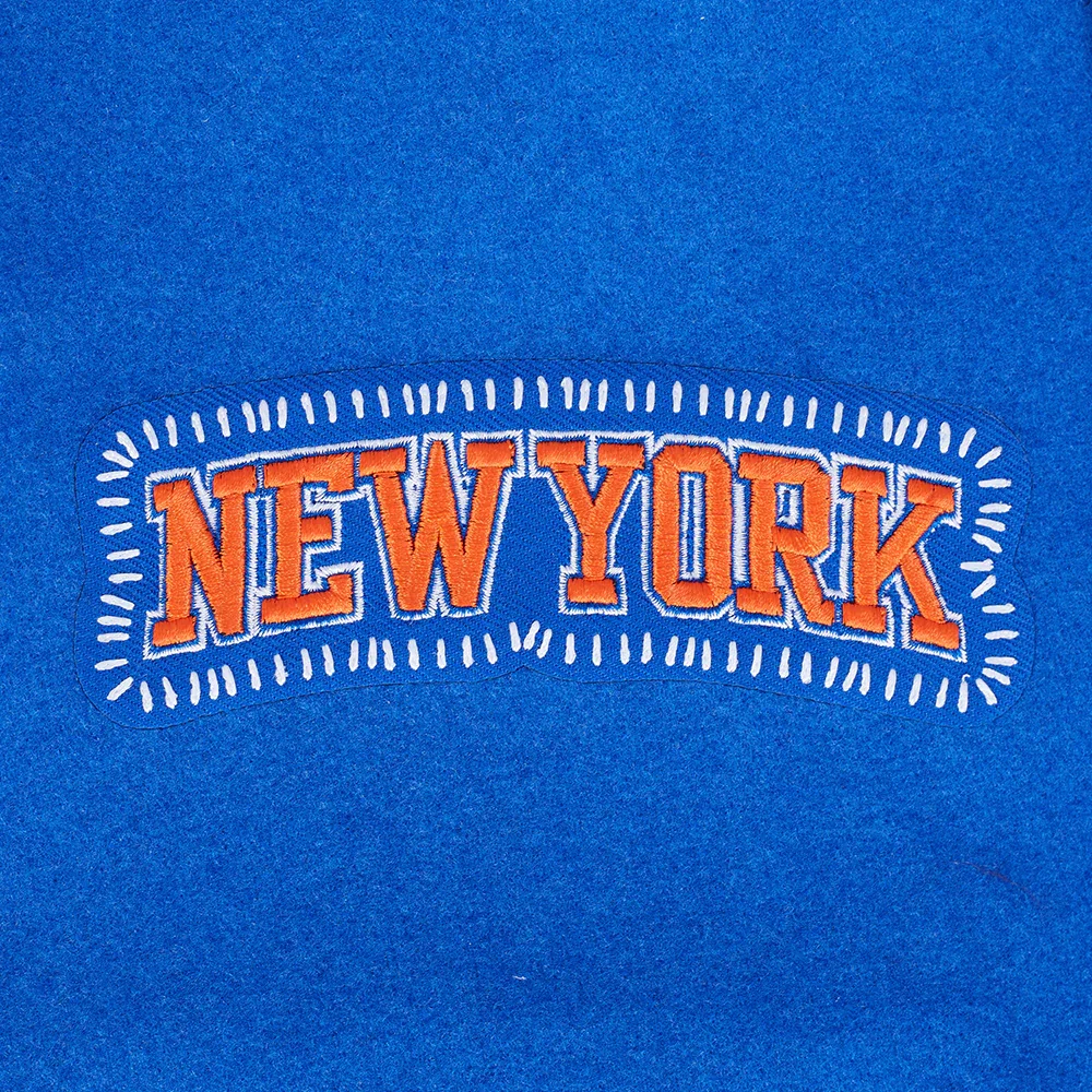 New York Knicks Diy Pick Stitch Blue Varsity Jacket - Image 8