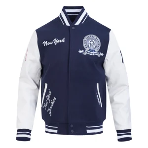 New York Yankees Team Badge Wool & Leather Jacket