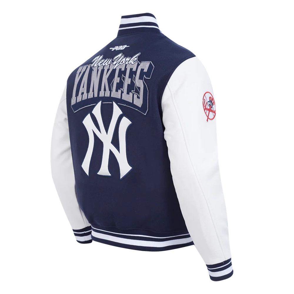 New York Yankees Team Badge Wool & Leather Jacket - Image 3