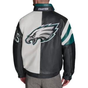 Alternative view of Men's Philadelphia Eagles Midfield Black Leather Jacket