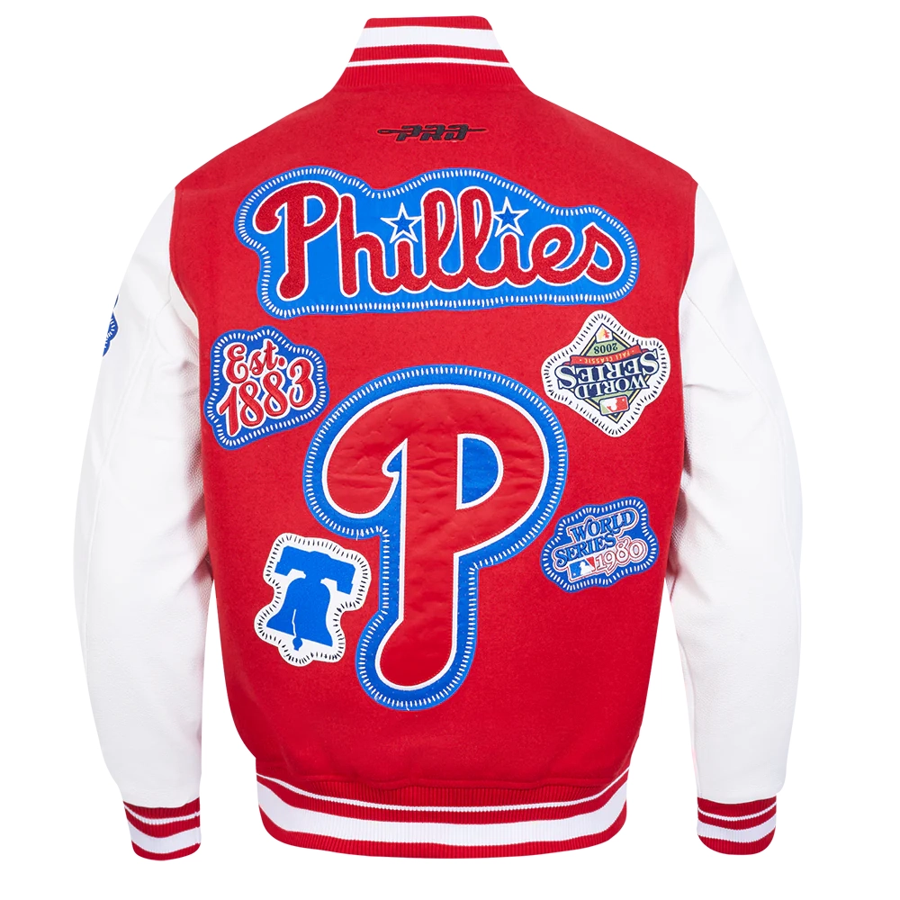 Philadelphia Phillies Diy Pick Stitch Red Varsity Jacket - Image 4