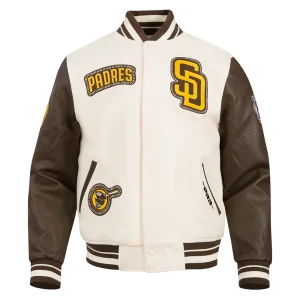 San Diego Padres Diy Pick Stitch White Varsity Jacket
