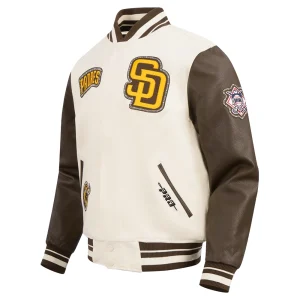 Alternative view of San Diego Padres Diy Pick Stitch White Varsity Jacket