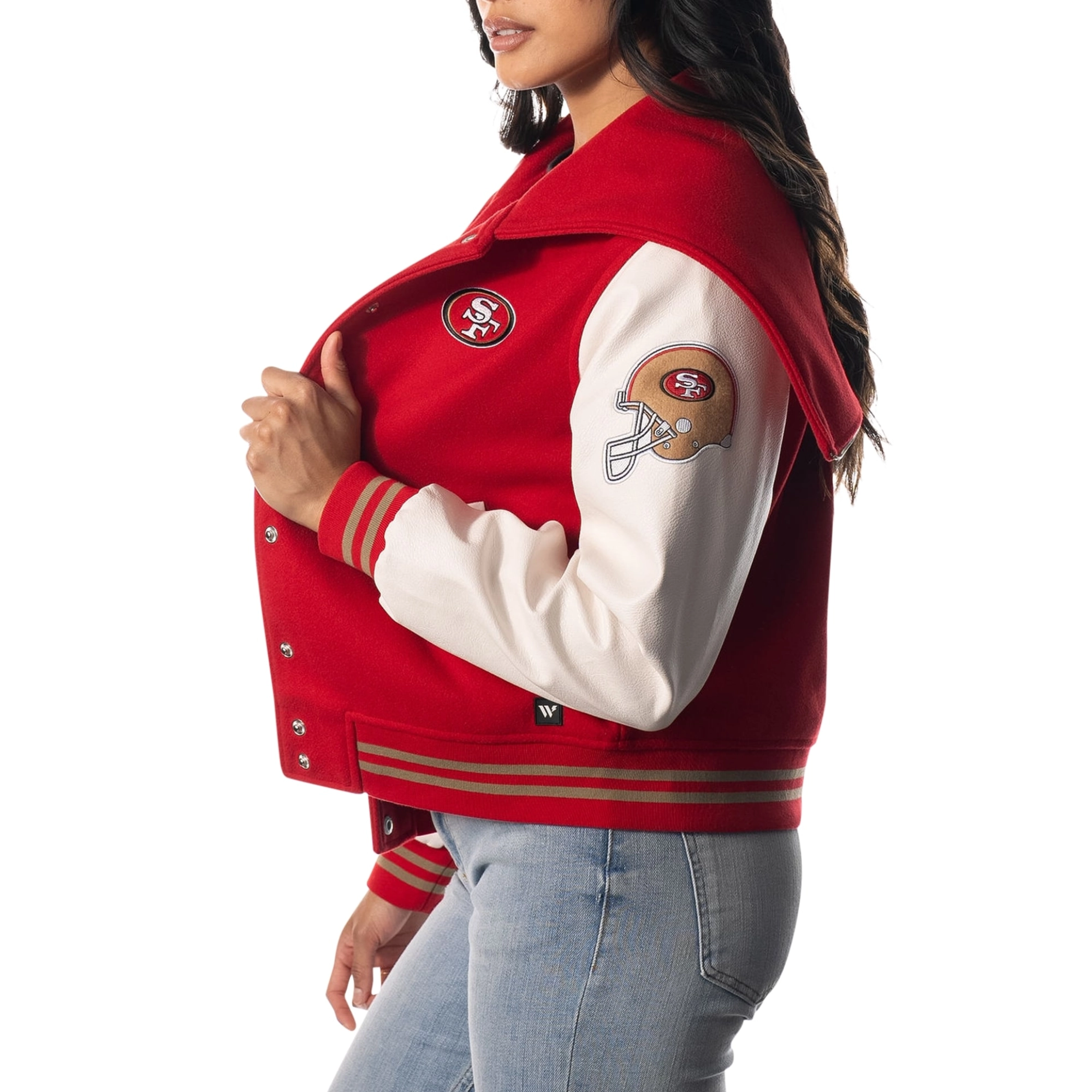 San Francisco 49ers Women’s Sailor Hooded Varsity Jacket - Image 4