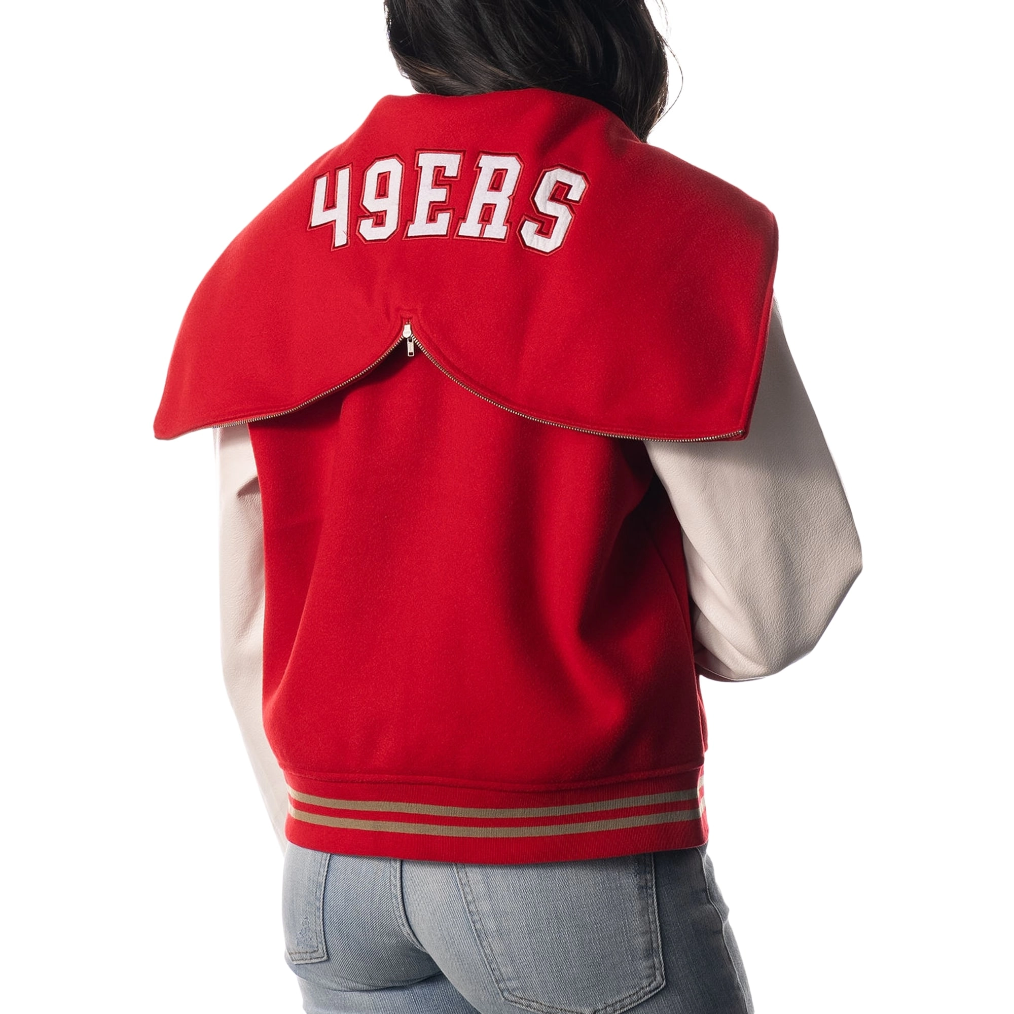 San Francisco 49ers Women’s Sailor Hooded Varsity Jacket - Image 2