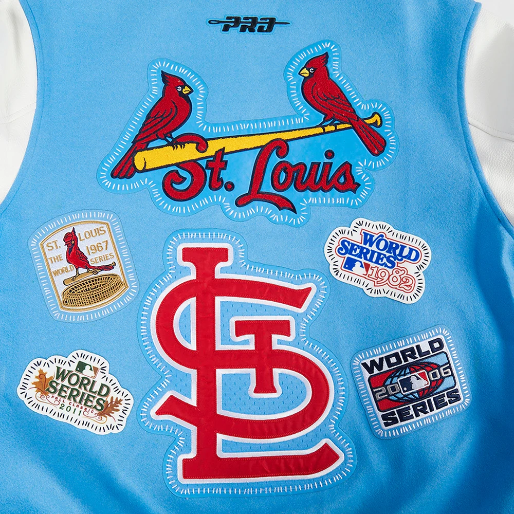 St. Louis Cardinals Diy Pick Stitch Blue Varsity Jacket - Image 5