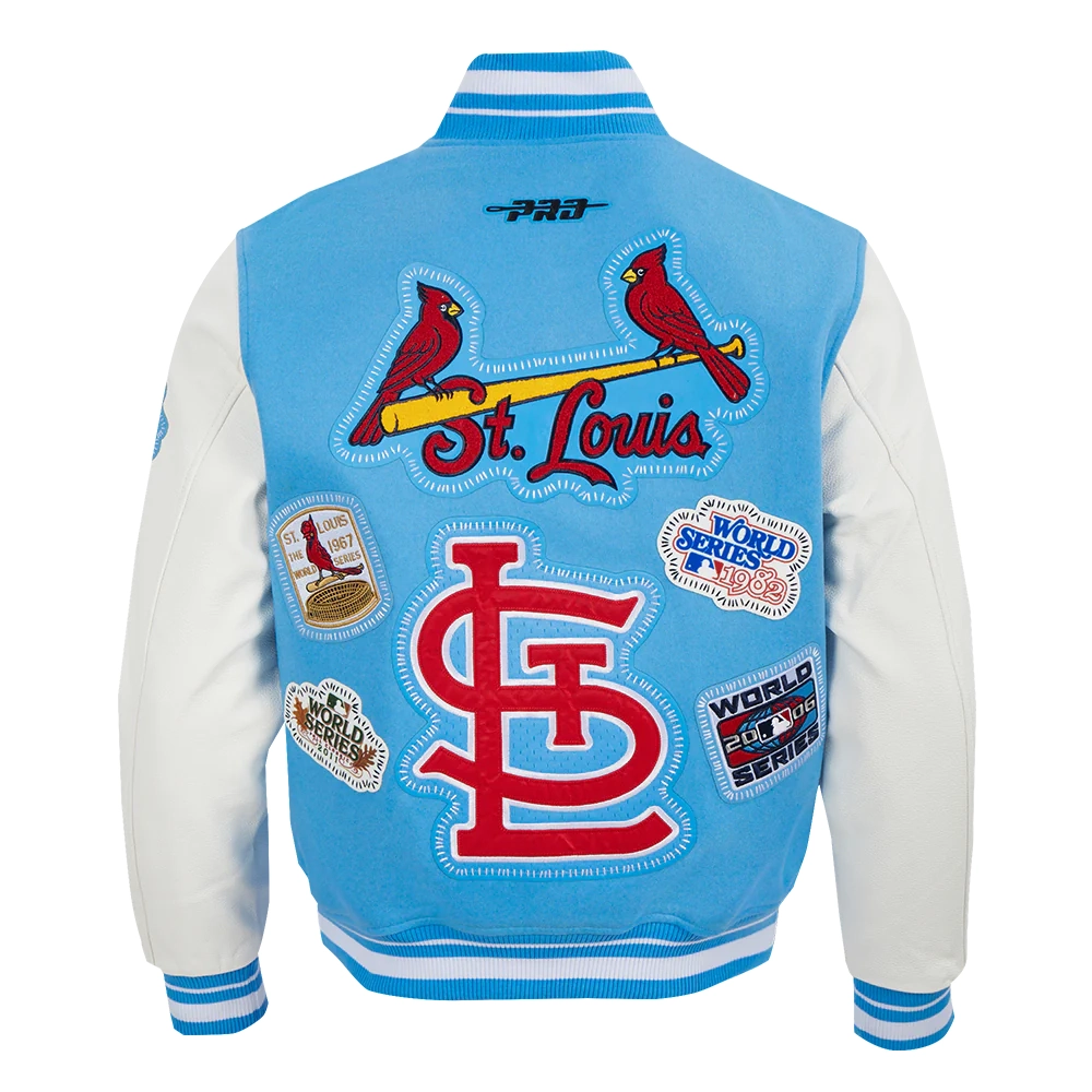 St. Louis Cardinals Diy Pick Stitch Blue Varsity Jacket - Image 4
