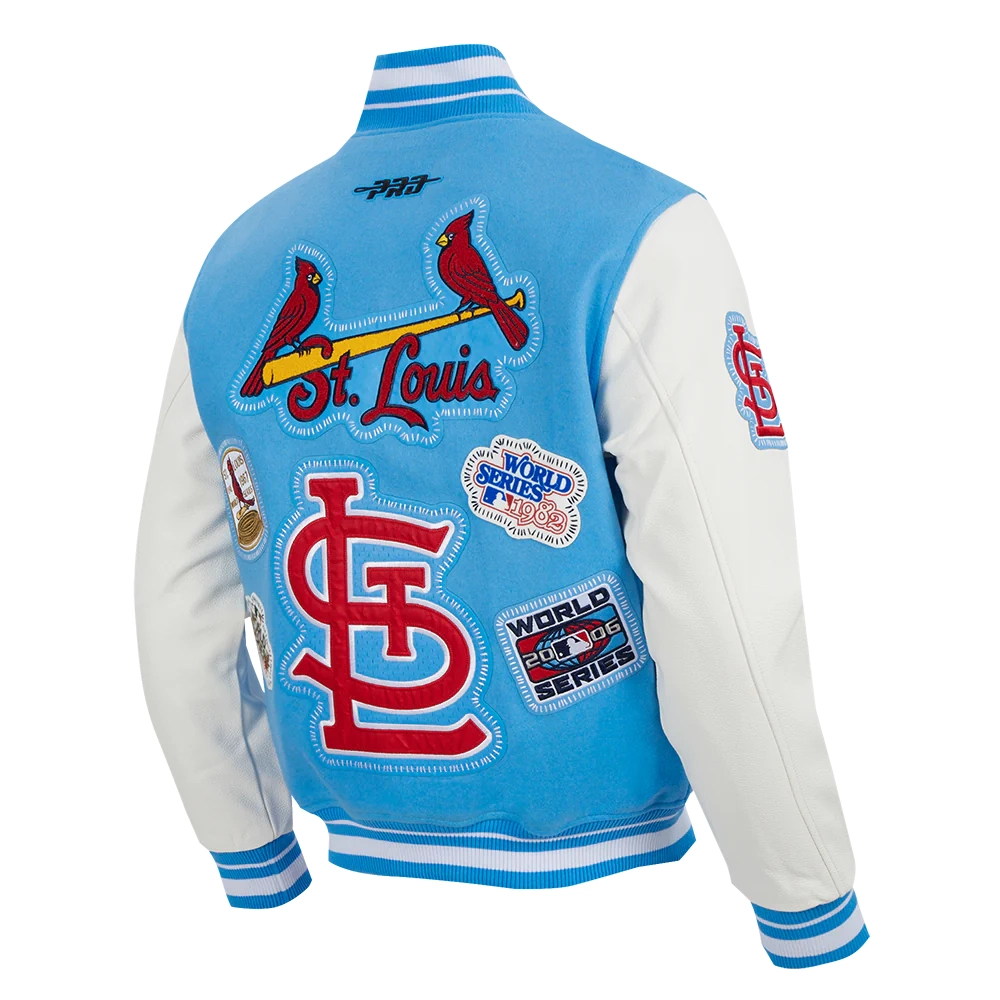 St. Louis Cardinals Diy Pick Stitch Blue Varsity Jacket - Image 3